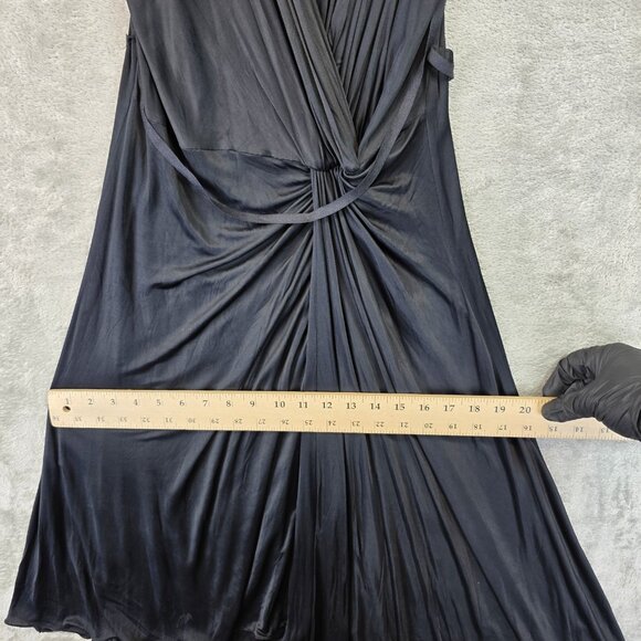 VTG Prada Dress Womens 44 Black Viscose Italian Designer Ruched Midi Made Italy - Picture 10 of 16